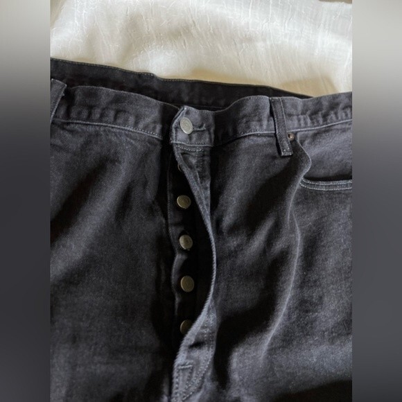 LEVI'S 501 Button Fly Mens Jeans Size W44 L32 Color Black - Picture 12 of 14